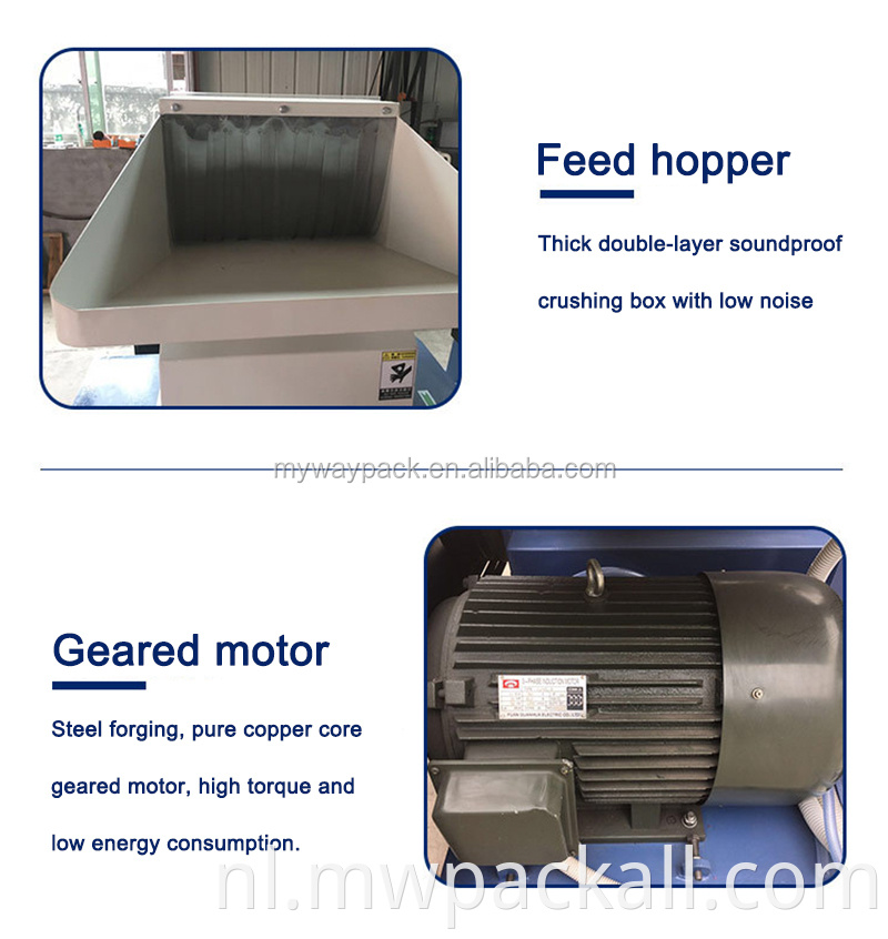 Huishoudelijke plastic verpletterende machine vlok type mes plastic afval PET-fles recycling crusher shredder: